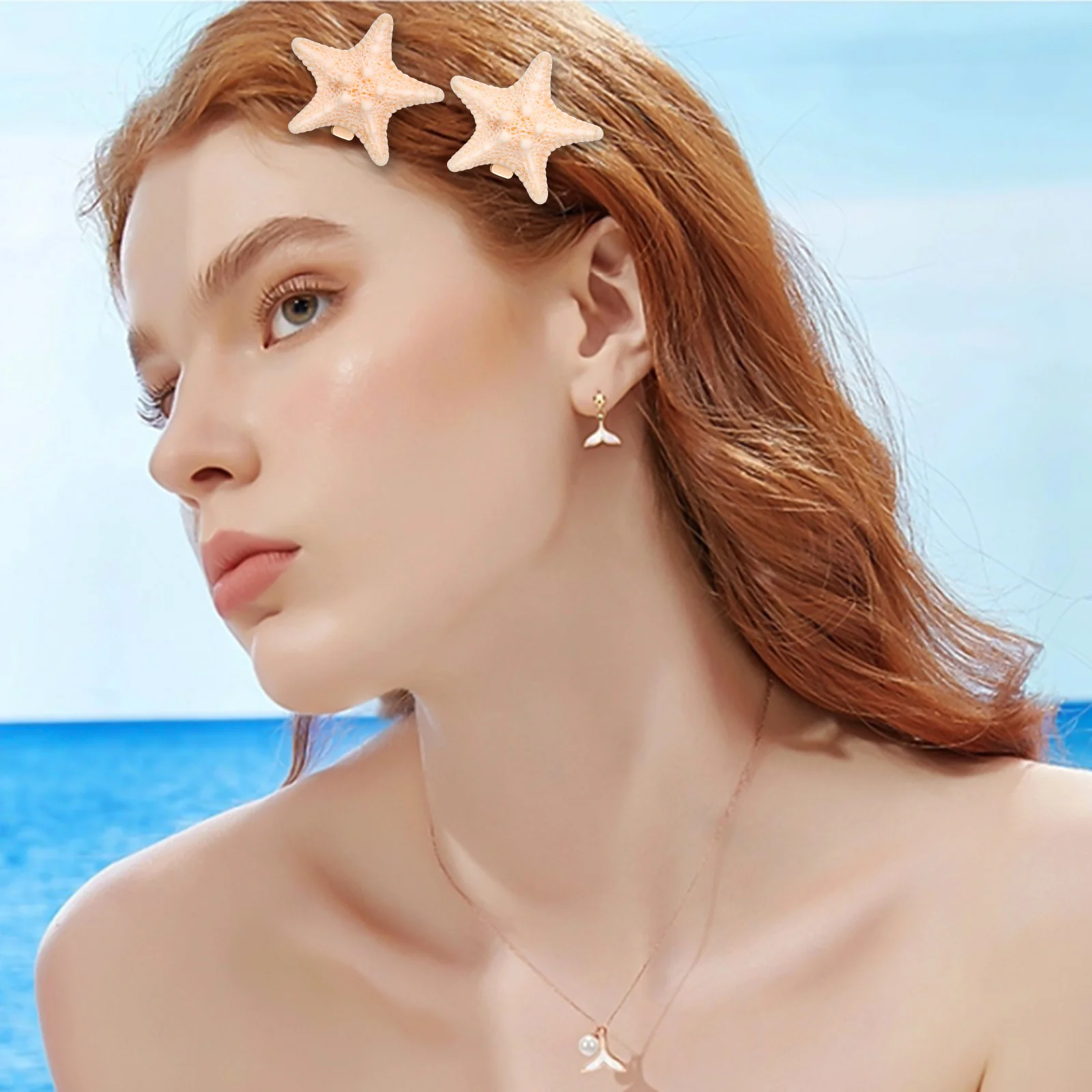 

6Pcs Barrettes Ocean Theme Hair Clips Alligator Clips Resin Construction Mermaid Accessories Gift Idea