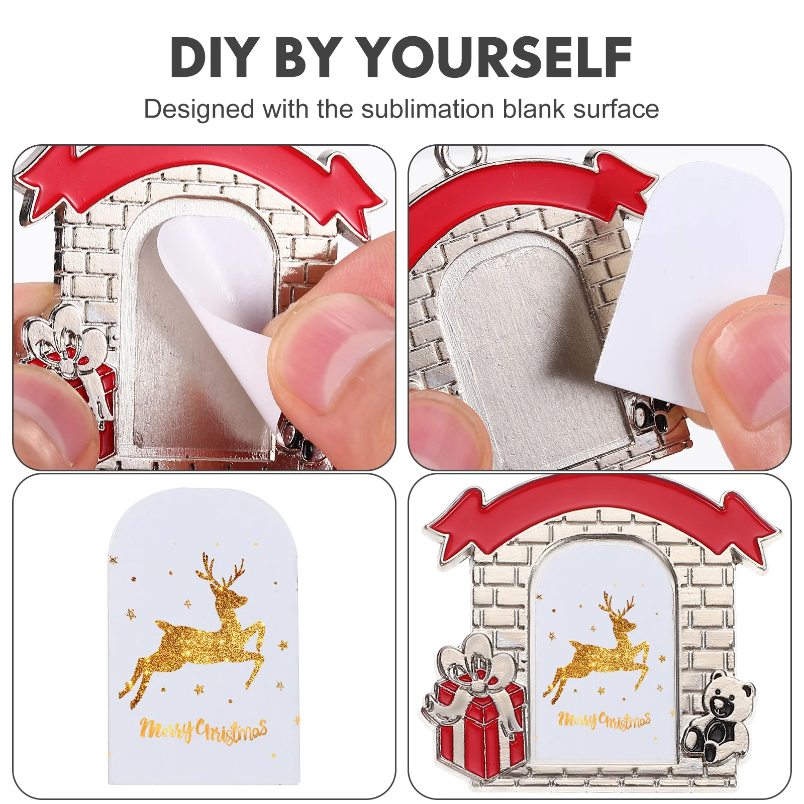 

2Pcs Zinc Alloy Hanging Xmas Ornaments DIY Heat Transfer Cartoon Decoration Xmas Tree Hanging Party Decor Christmas Ornaments