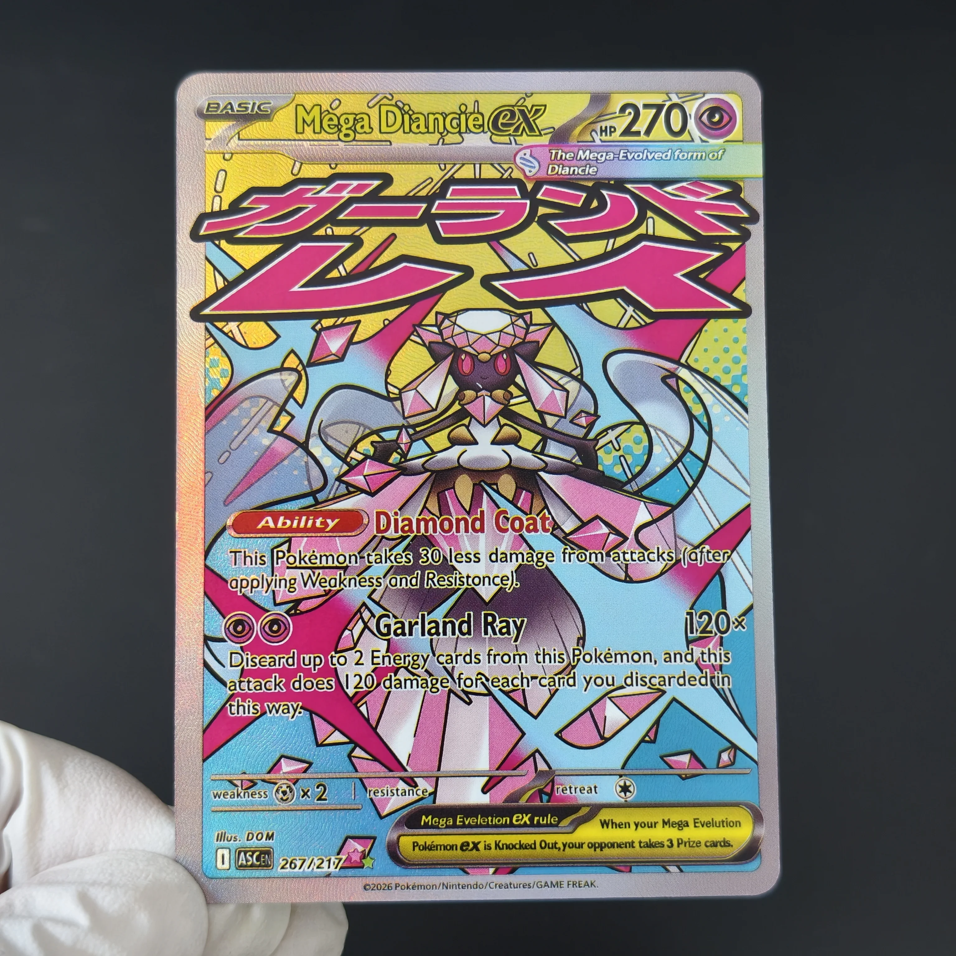 Proxy/TCG Pokemon ASC Full Art Holo Textured Cards Mega Gengar EX Dragonite Froslass Scrafty Electross Hawlucha Diancie ex Cards view 3