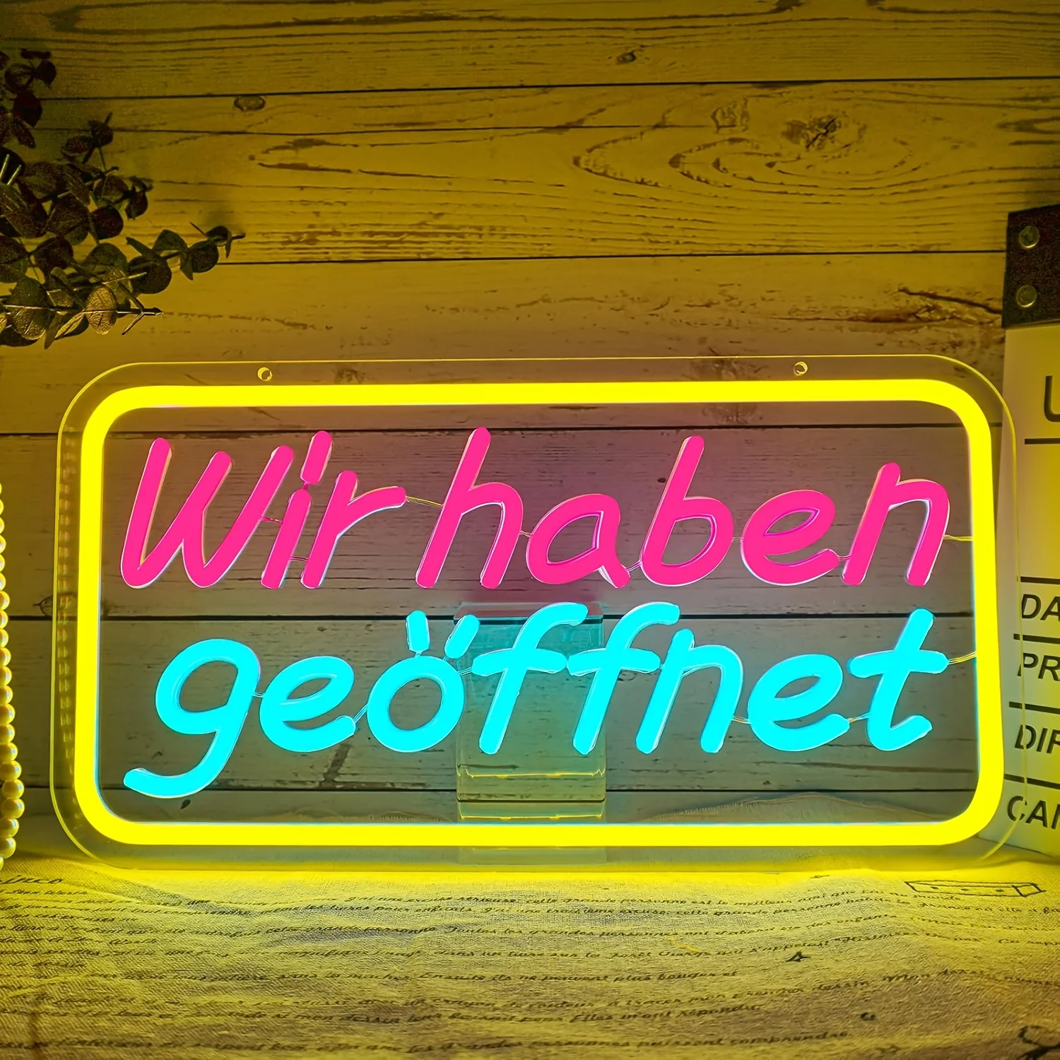 Neonschild 'Wir Sind Geöffnet', LED-Leuchtschild, Hängeschild, Türschild, USB-Betrieben mit Dimmschalter für Geschäfte, Cafés, Restaurants, Hoteldekoration an der Tür (Wir Sind Geöffnet)