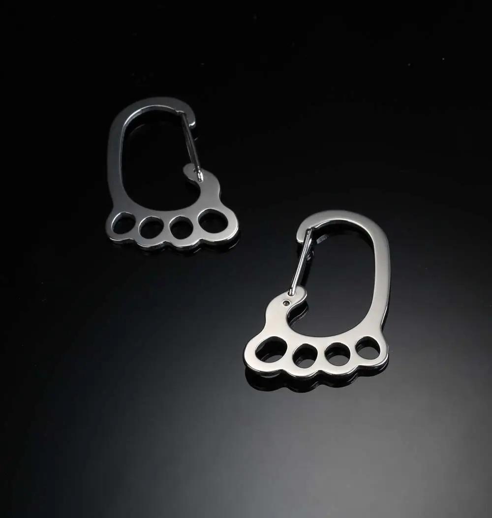 Creative Big Feet Key Chain Silver Color Metal Car Key Ring Holder for Men Women Waist Hanged Keyholder with 4 Keyrings Y55