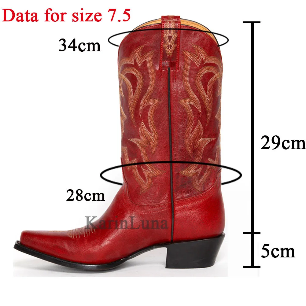 KarinLuna Dropship 2022 Donne Stivali Occidentali Cowgirl Donne Stivali a Metà Polpaccio Moda Cucito Scarpe Da Donna Stivali di Grandi Dimensioni 43