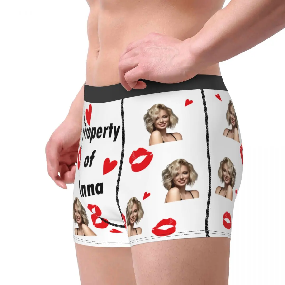 Men\'s  Custom Personalized Face Photo Boxer Briefs Shorts Panties Breathable Underwear Male Novelty Long Underpants