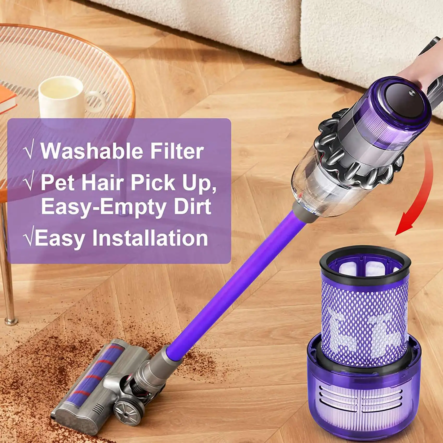 Filtro Hepa de repuesto para Dyson V12, accesorios de aspiradora delgada, pieza de repuesto, 971517