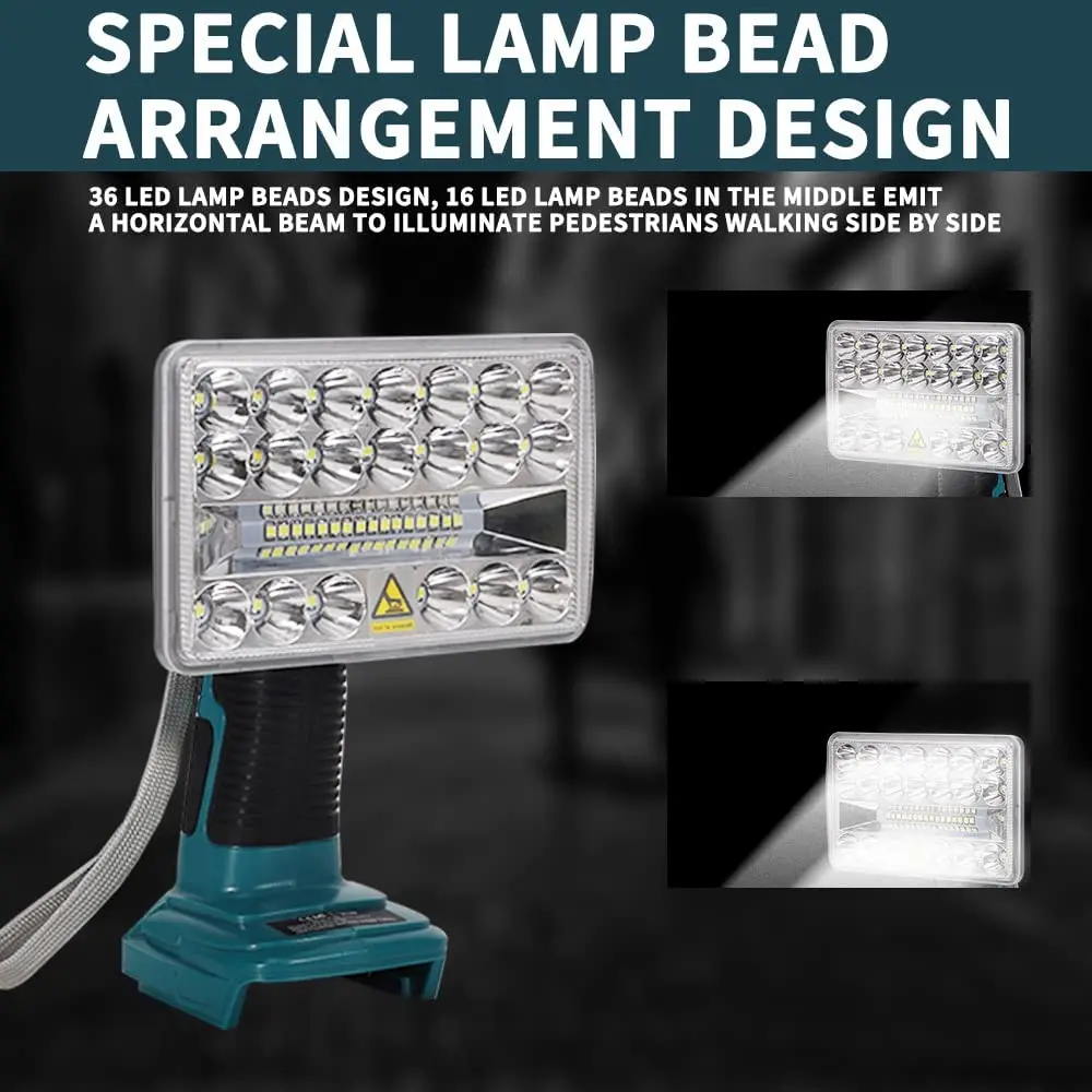 Imagem -04 - Lanterna Led sem Fio ao ar Livre Luz de Trabalho Holofotes Makita Bl1430 Bl1830 18v 2000lm Polegadas 18v
