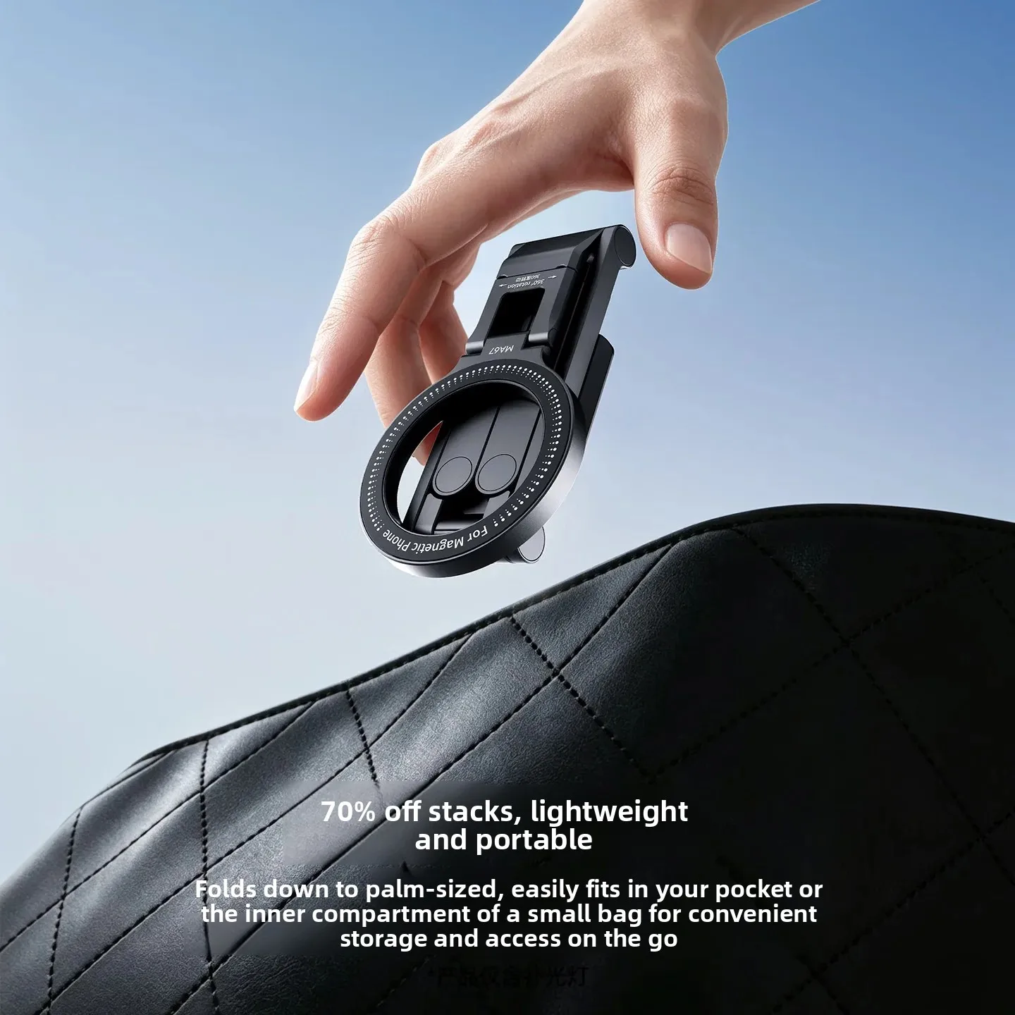 MA67 Mobile Phone Holder Tripod Double-sided Magnetic Suction Magsafe Aluminum Alloy Folding Ultra-thin Back Sticker