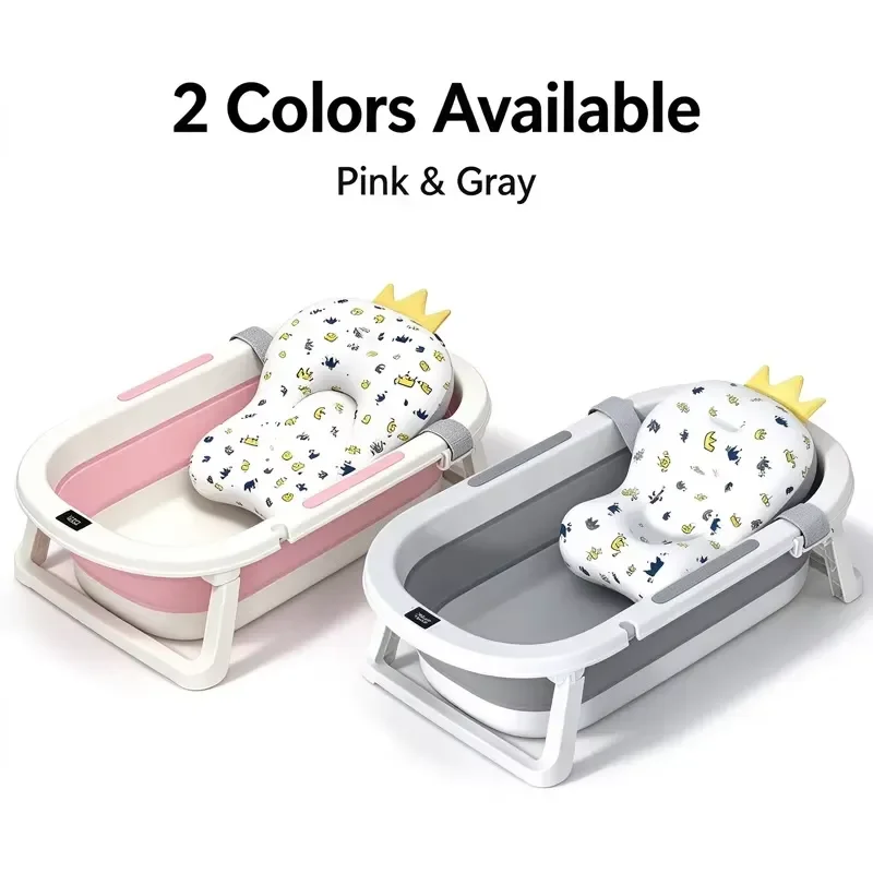 Foldable baby tub, baby bath set 6 in 1 with temperature sensor, suitable for newborns aged 0-3 | Mingtu