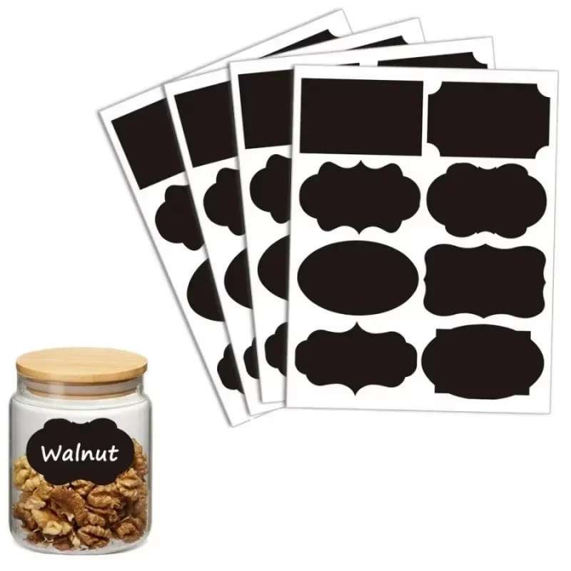 80PCS Removable Writable Blackboard Sticker Labels Home Kitchen Supplies For Jar Bottle Container Storage Marking