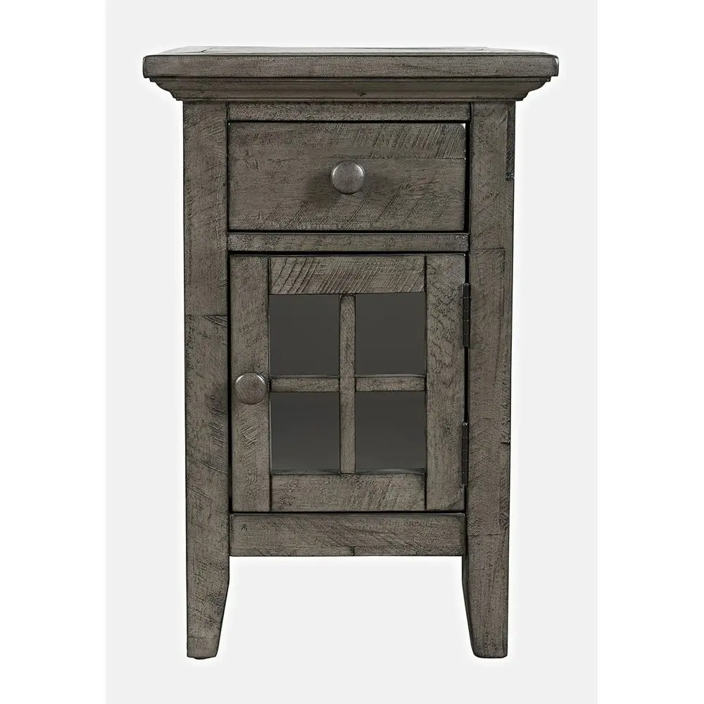

Stone-Finish Farmhouse USB Charging Table with Storage