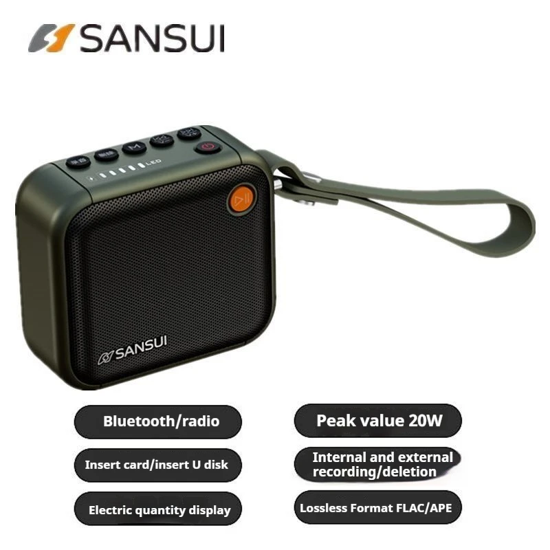 

SANSUI F39 Outdoor Portable Wireless Bluetooth Speakers FM Radio HI-FI Subwoofer Supports Headphone Output USB OTG TF Card AUX