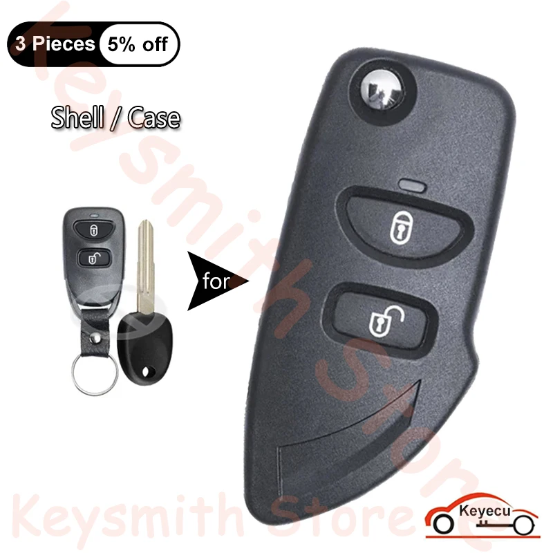 KEYECU 1/2/5/10pcs Modified Flip Remote Car Key Shell Case for Hyundai Santa Fe Tucson IX35 2005 2006 2007 2008 2009 -2012 2013