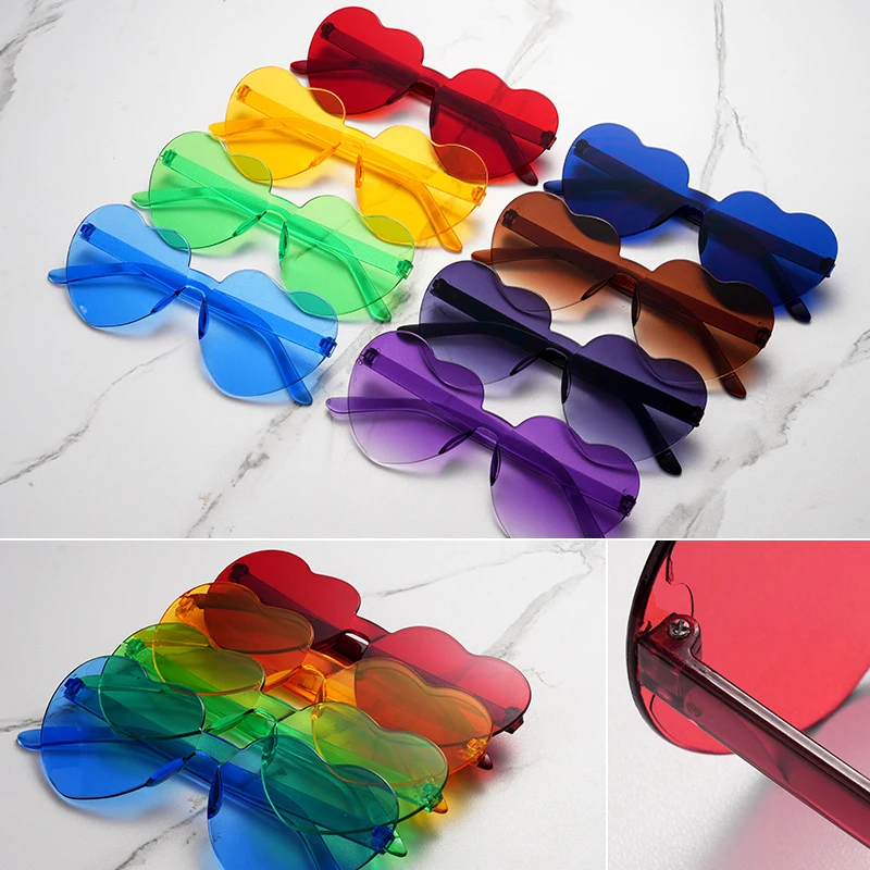 Free shipping 2023 Candy color heart shape ocean personality Frameless Children's Sunglasses Fashion Candy Love Sunglasses