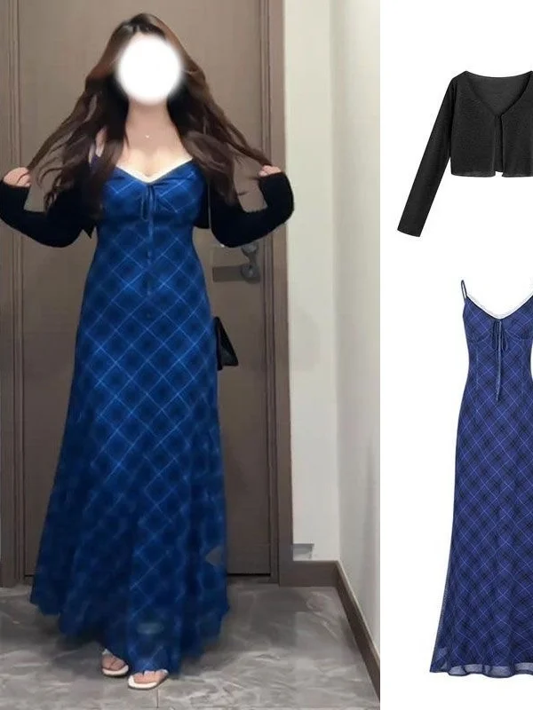 

Летний комплект из двух предметов: вязаное платье-сарафан с завязками на талии и длинная юбка для женщин, модный солнцезащитный наряд в стиле Pure Desire Spicy Girl