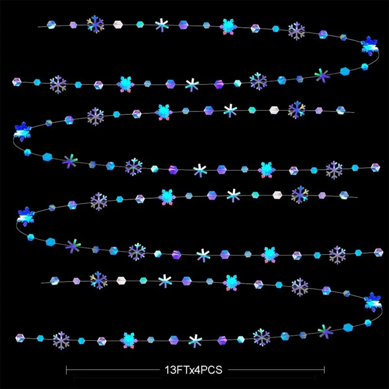 4M Illusion Snowflake Paper Garland Birthday Wedding Baby Shower Party Christmas Winter Wonderland Party Pull Flag Garland Decor