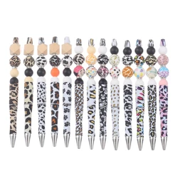 Creative Leopard Plastic Ballpoint Pens Silicone Round Beaded Multifunctional Signature Pen For Student Learning Office Supplies