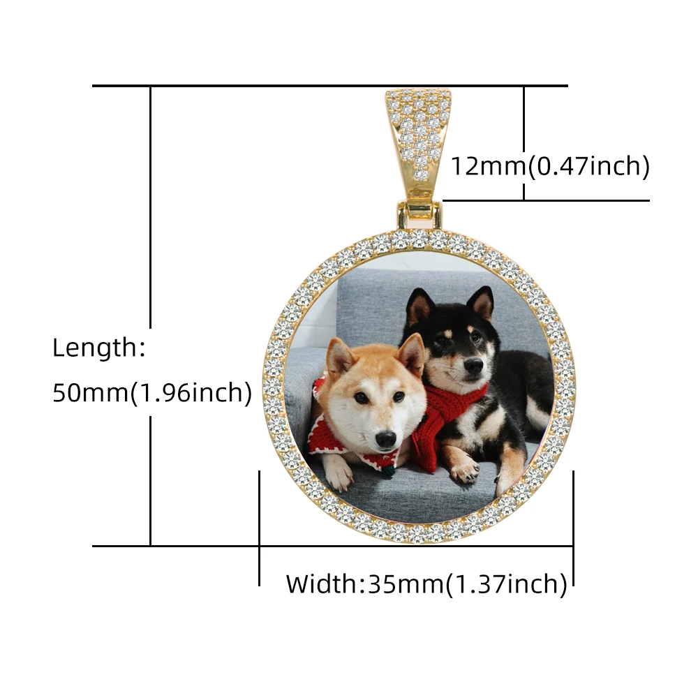 Ice Out DIY Photo Memory Medallions Pendant Necklaces Hip Hop Sublimation Cubic Zircon Round Pictures Charms Unisex Mens Jewelry