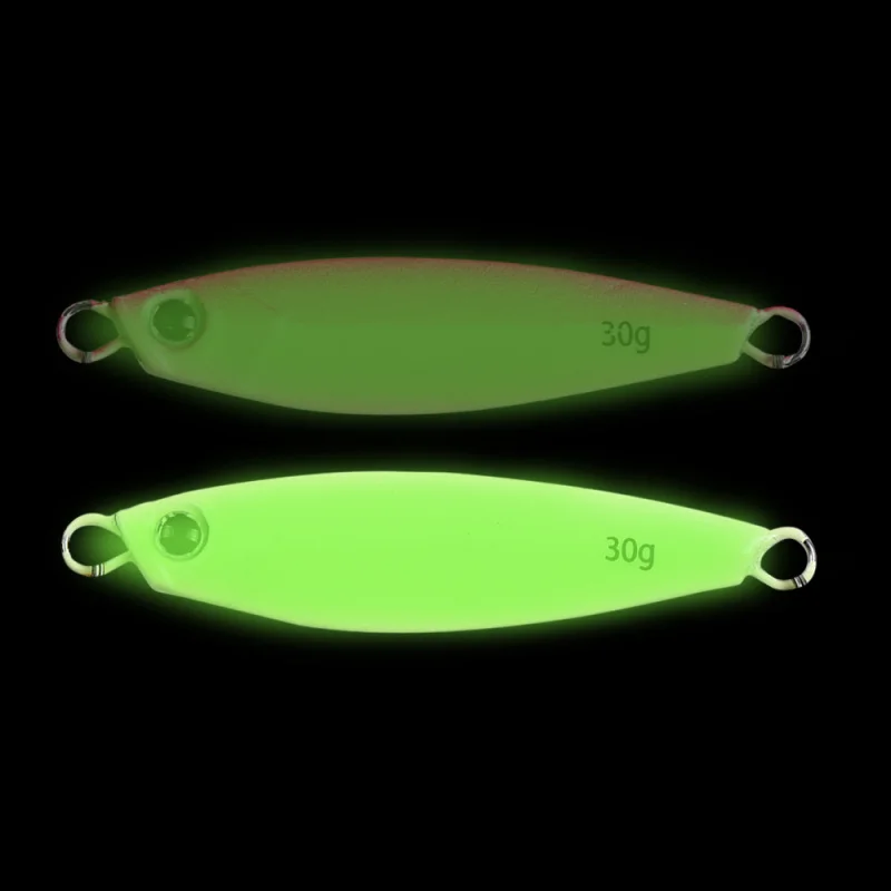 لوحة حديد مضيئة لمسافات طويلة مزدوجة HookJIG 7g- 30gSea صيد السمك الماكريل العائمة الشاطئ الصب إغراء