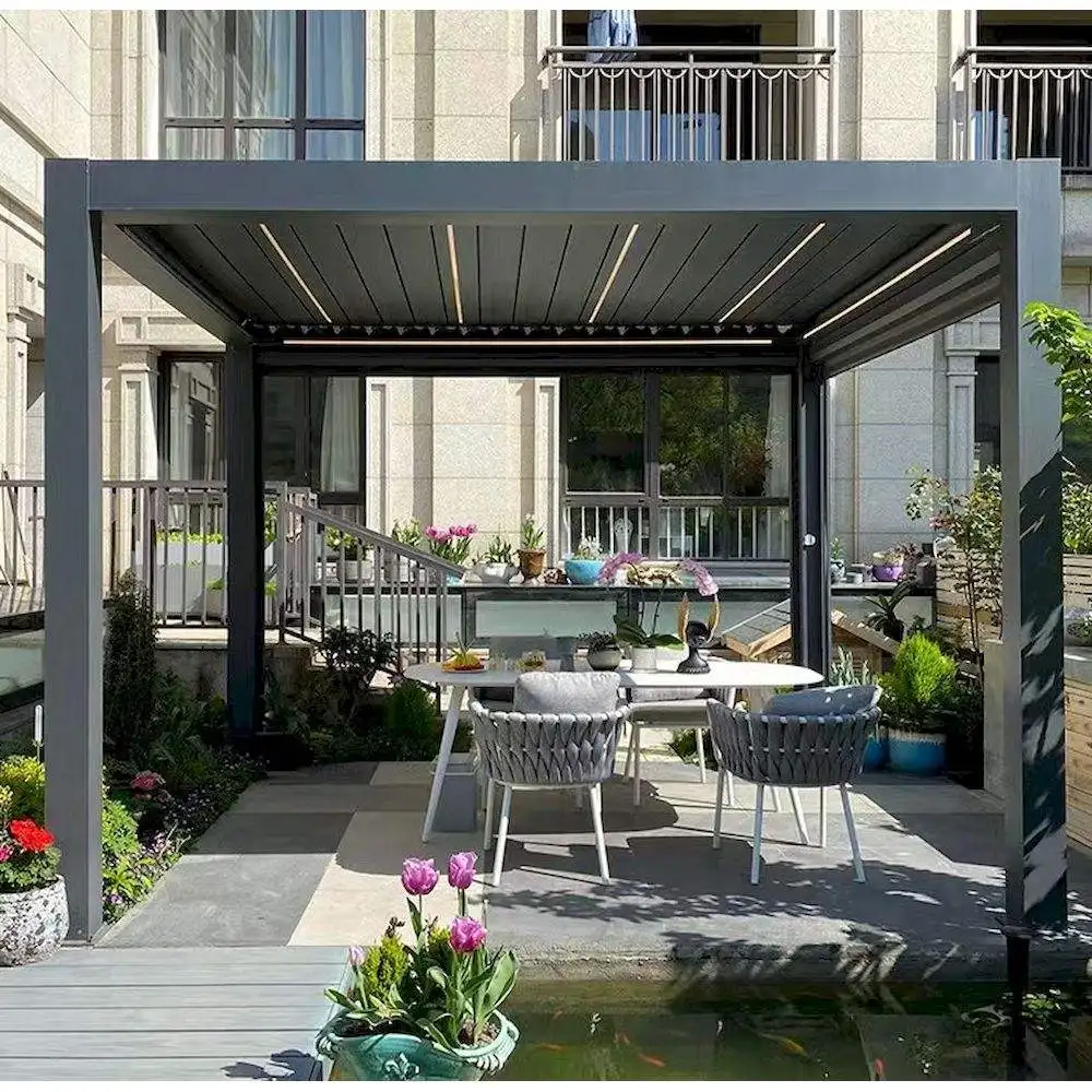 Household Backyard Sun Protectione Pavilion Easy To Install Panoramic Environmentally Friendly Gazebo Sturdy Aluminum Pergola