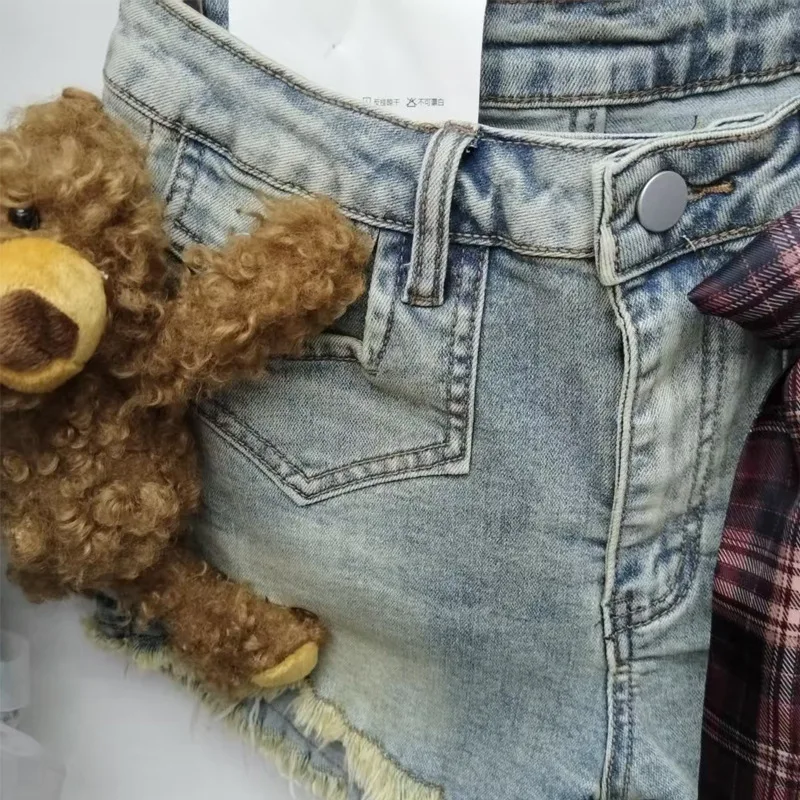 الصناعة الثقيلة 2025 الخريف نمط جديد شخصية لطيف الدب الدنيم السراويل للنساء تنوعا