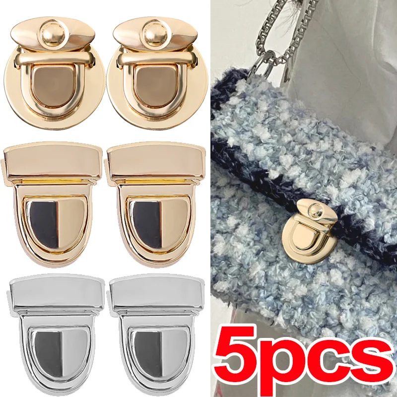 1/5pcs Metal Locks Bag Clasp Catch Buckles for Handbags Shoulder Bags Purse Totes Closures Snap Clasps DIY Craft Bag Accessories