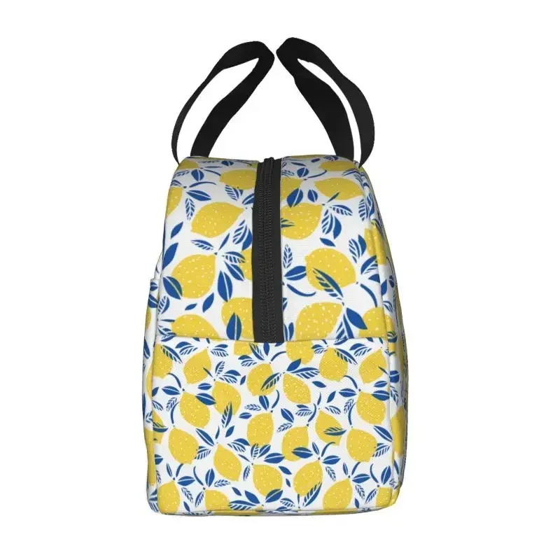 Summer Fruit Lemon Citrus Lunch Box for Women Waterproof Cooler Thermal Food Insulated Lunch Bag Portable Picnic Tote Bags