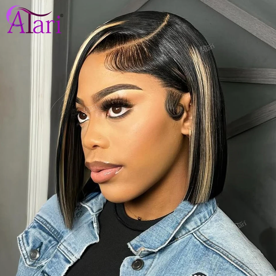 Pre Parted 13X4 Lace Front Bob Wig - Balayage 27 Gerade Bob Echthaar-Perücken Transparente