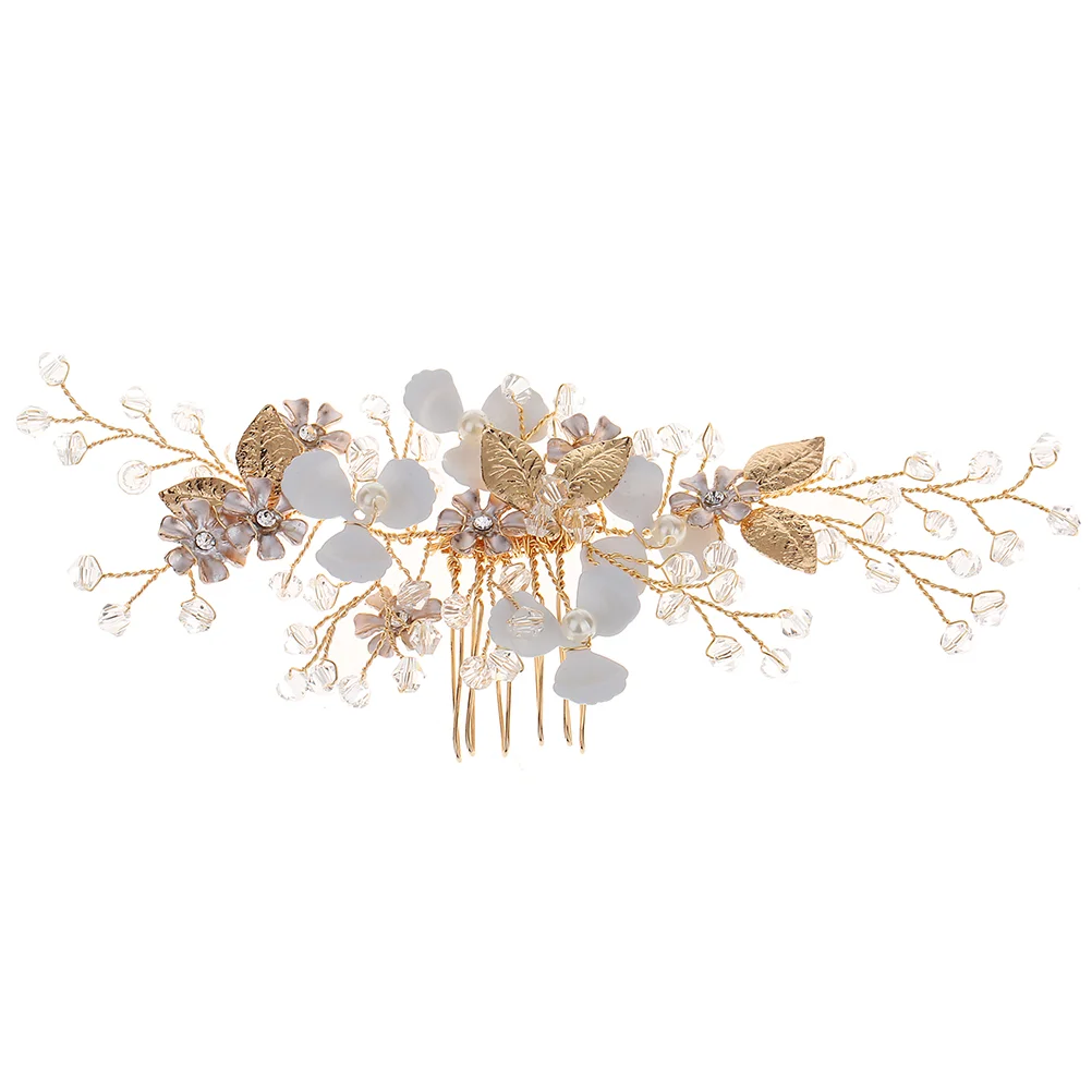 

Crystal Wedding Hair Combs Gold Leaves Bridal Side Comb Head Headpiece Hair Accessory bridal hair comb