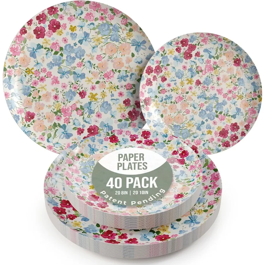 floral-paper-plates-85-inch-105-inch-40-pcs-dinner-plate-set-for-elegant-party-decorations-suitable-for-20-guests-includes-20