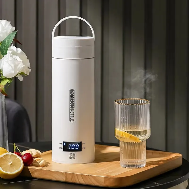 غلاية كهربائية محمولة 110 فولت/220 فولت كوب ماء مغلي إبريق شاي ذكي وعاء حراري تعديل درجة الحرارة غلاية كوب تسخين للسفر 500 مللي