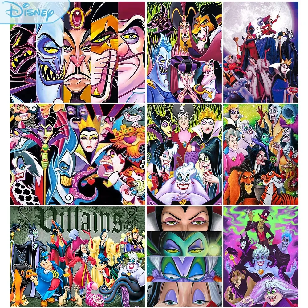 Pintura de diamante 5D DIY de Disney, villanos, Reina Malvada, punto de cruz redondo completo, arte de dibujos animados, bordado de diamantes, decoración del hogar