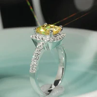 CAOSHI Graceful Wedding Ring Lady Bright Yellow Crystal Accessories for Women Fashion Aesthetic Jewelry for Engagement Party - Image 4