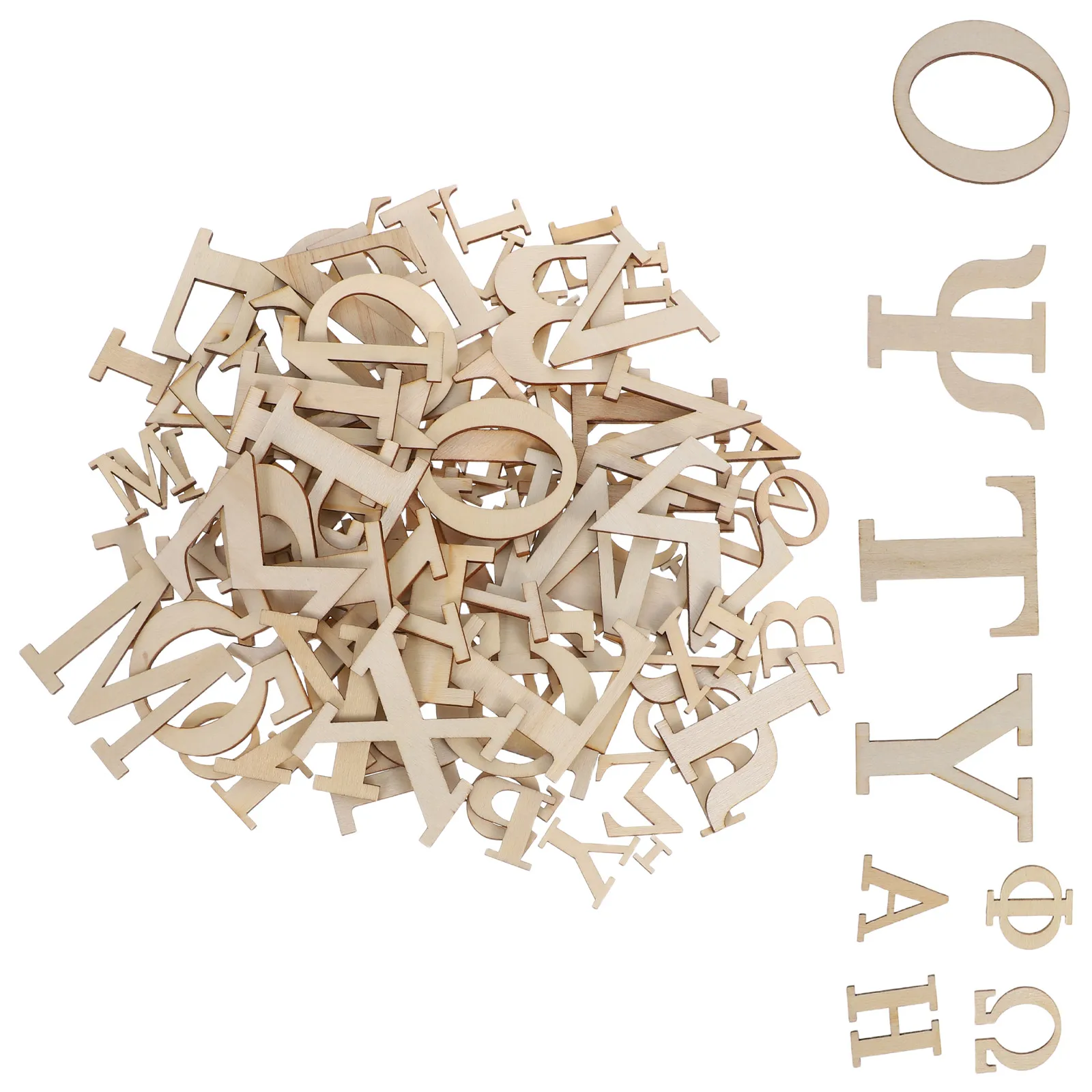 

96pcs Wooden Greek Alphabet Letters Unfinished Natural Wood Craft Blocks Educational Smooth Safe Edges For Wall Decor