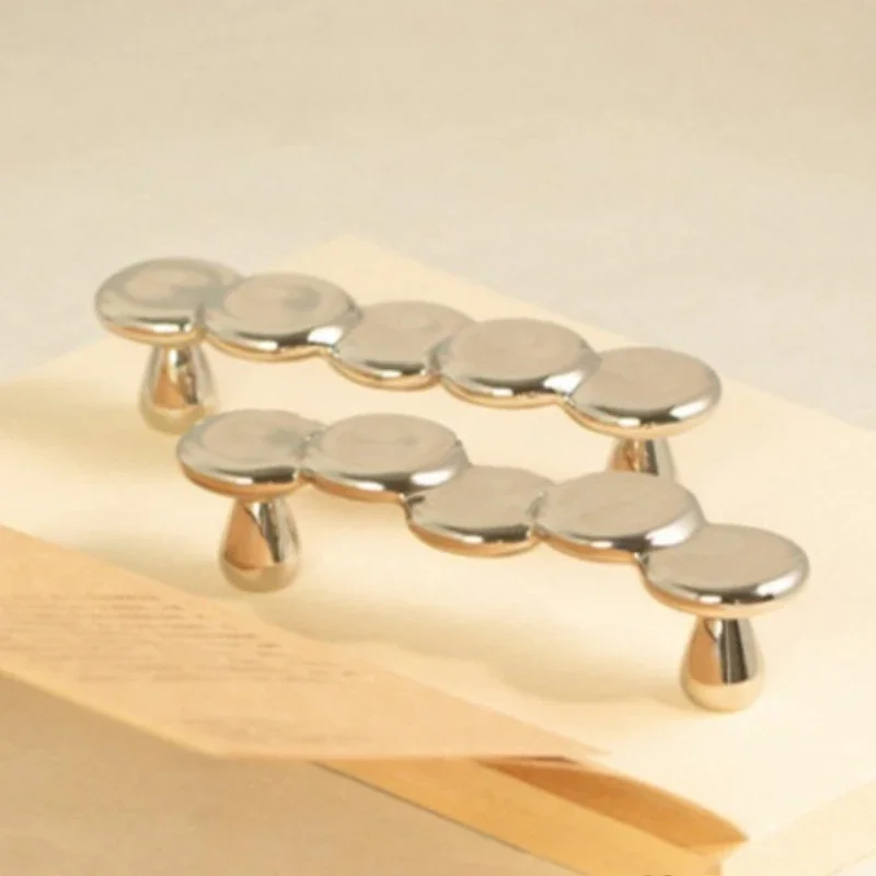 Modern Drawer Handles Solid Brass Nickel Silver Pebble Bead Cabinet Door Pulls for Wardrobe Kitchen Cupboard Furniture Hardware