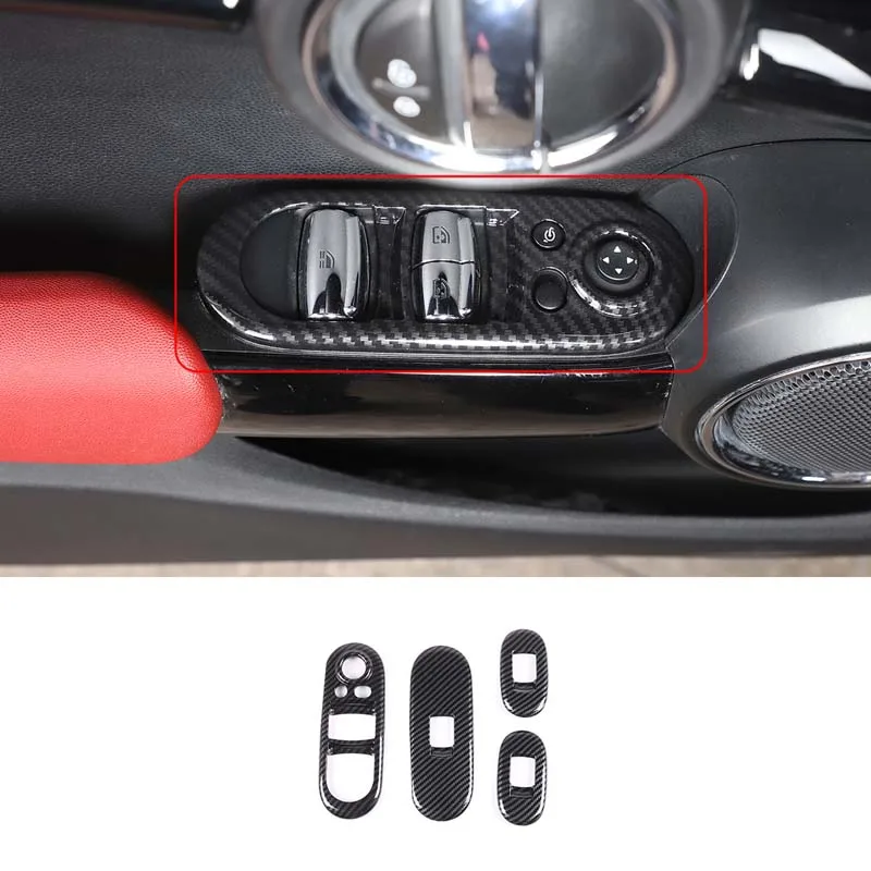 

4pcs set for BMW MINI F55/F56/F57 door glass lift button frame sticker carbon fiber style ABS car modification accessories