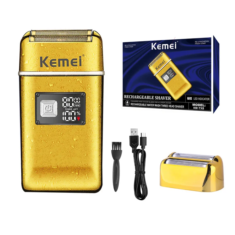 

Kemei TX8 All-metal Electric Shaver Men Electric Razor Rechargeable Beard Shaver Floating Hair Trimmer Shaving Machine 8000RPM