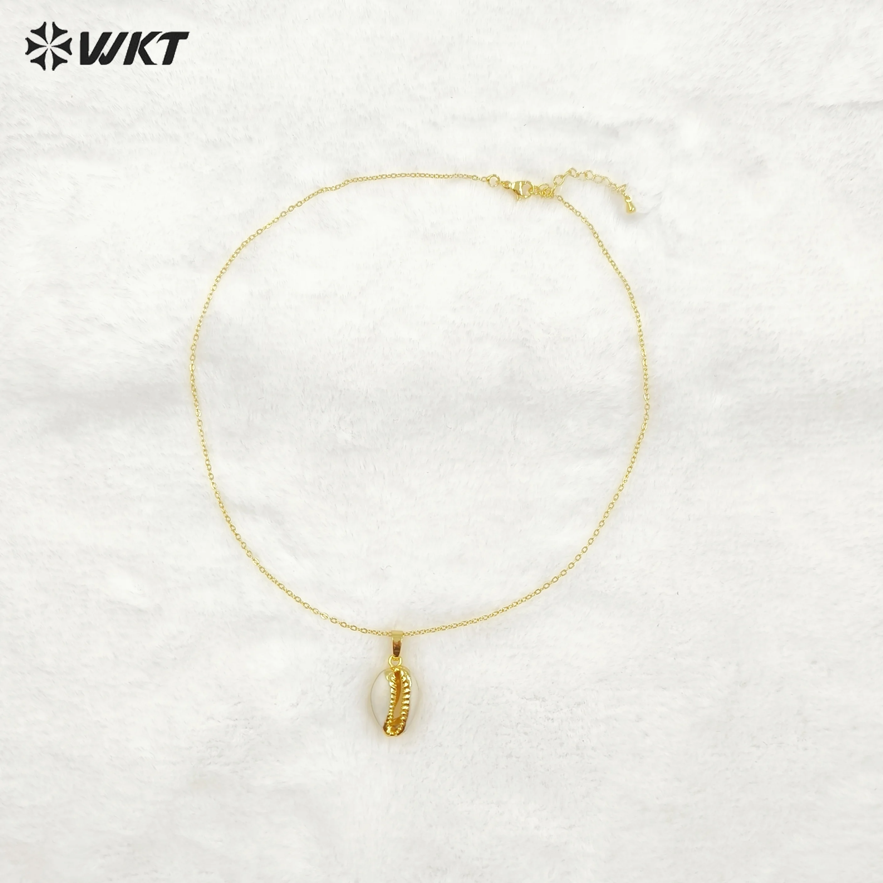 

WT-N493 Lovely And Beautiful Natural Cowrie White Shell 18k Gold Plated Can Be Adjustable Necklace For Women Daily Accessories
