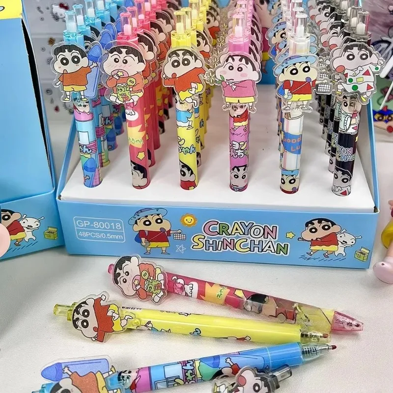 Crayon Shin-chan 6/48pcs Point Pen Cartoon Ink Gel Pen Ballpoint Pen School Office Student Writing Stationery Supply Girls Gifts view 4