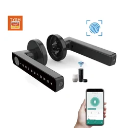 TYSH Tuya Smart Automatic Security Biometric Fingerprint Handle Lock Cerradura Inteligente Lock Electronic Smart Door Lock