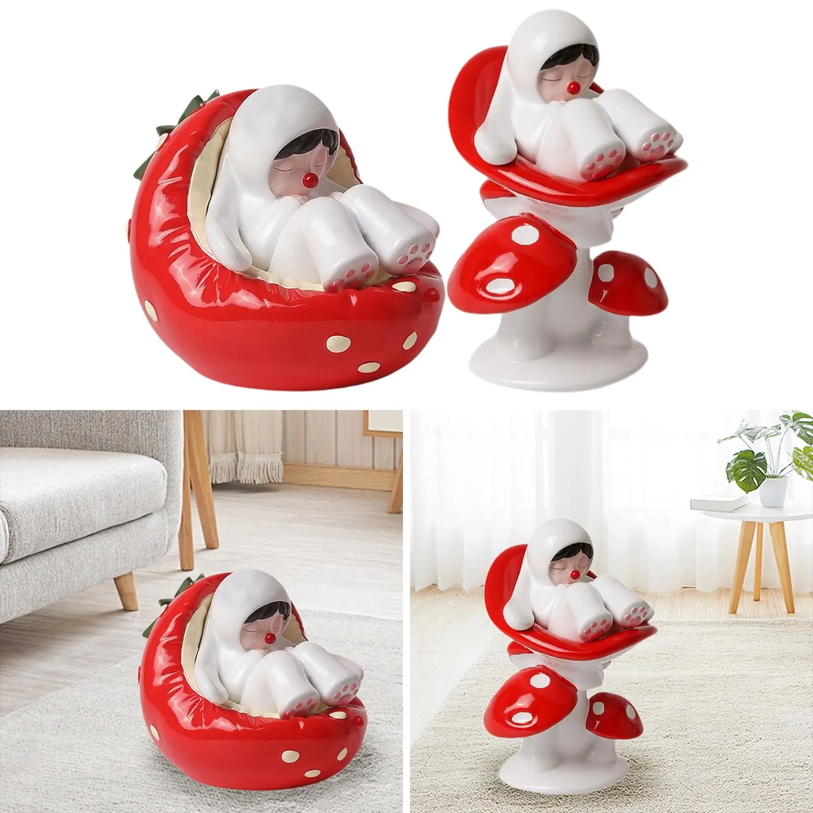 Strawberry Girl Ornament Creative Handcrafted Small Figure Statue for Housewarming Gift Birthday Gift Hallway Office Living Room