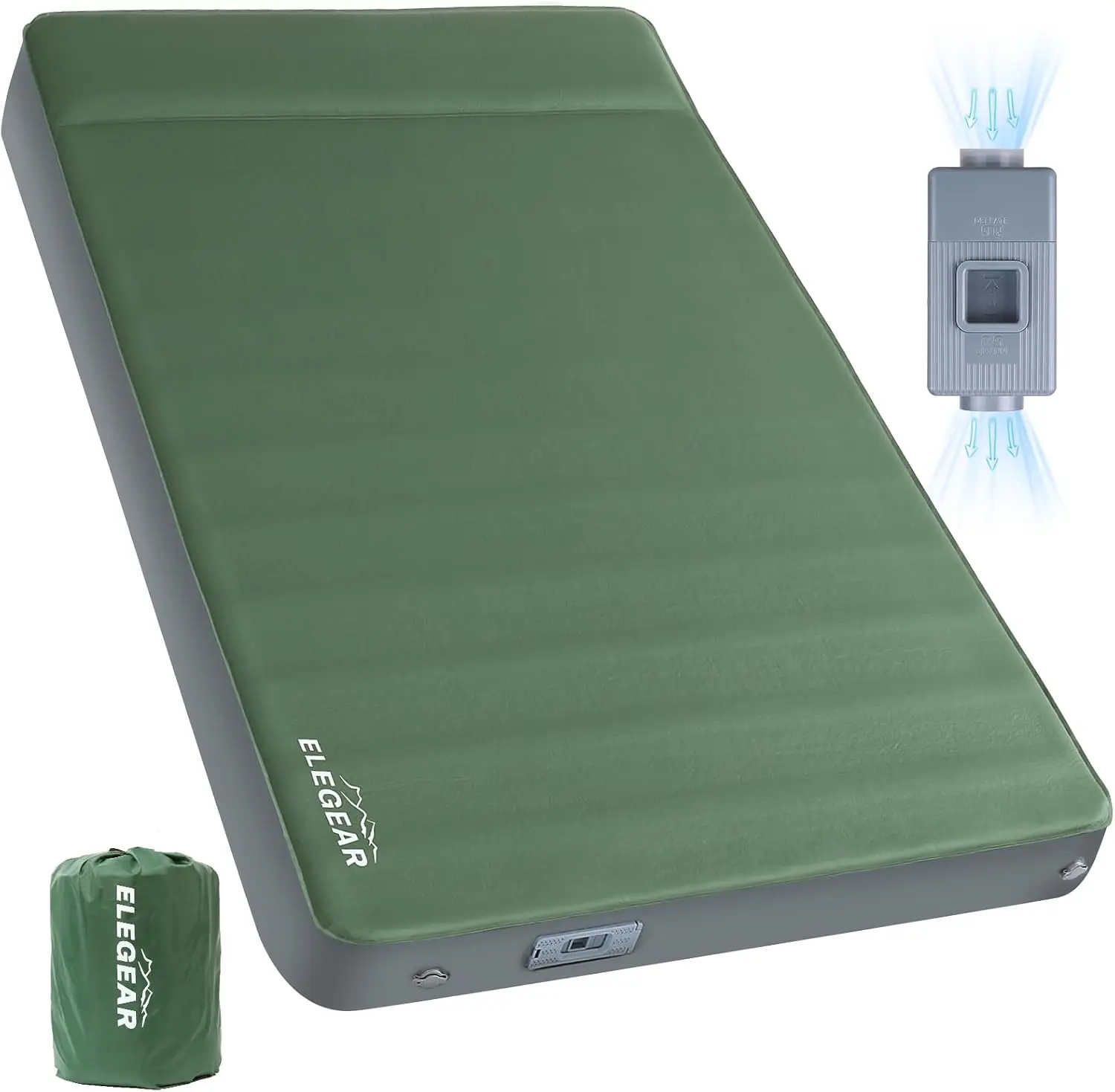 Air & Foam Self Inflating Sleeping Pad with Electric Pump 4" Full | CumbreX™ Camping Mattress with Pillow, Ultra-Thick Memory Fo