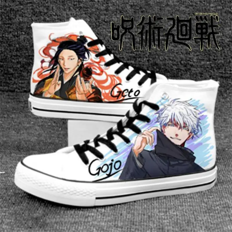 Jujutsu Kaisen Anime Satoru Gojo Sneakers Basketball Shoes Geto Cartoon Printing Casual Comfortable Canvas Shoes Birthday Gift