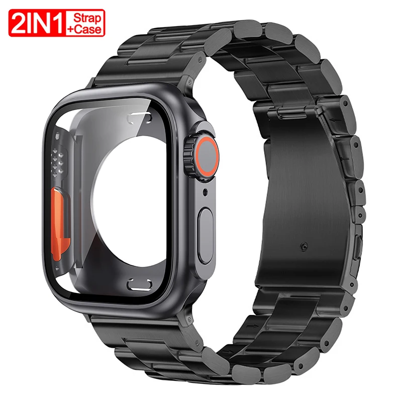 

Case+Strap for Apple Watch Band Series 10 46mm 42mm 9 8 7 45mm 41mm Metal Stainless Steel Full Cover Case Iwatch 6 SE 5 40/44mm