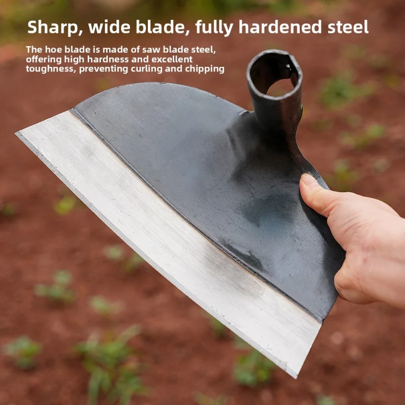 Manganese Steel Thickened Welded Hoe Wide Flat Fan Hoe With Wooden Handle Farm Digging Weeding Mountain Reclamation