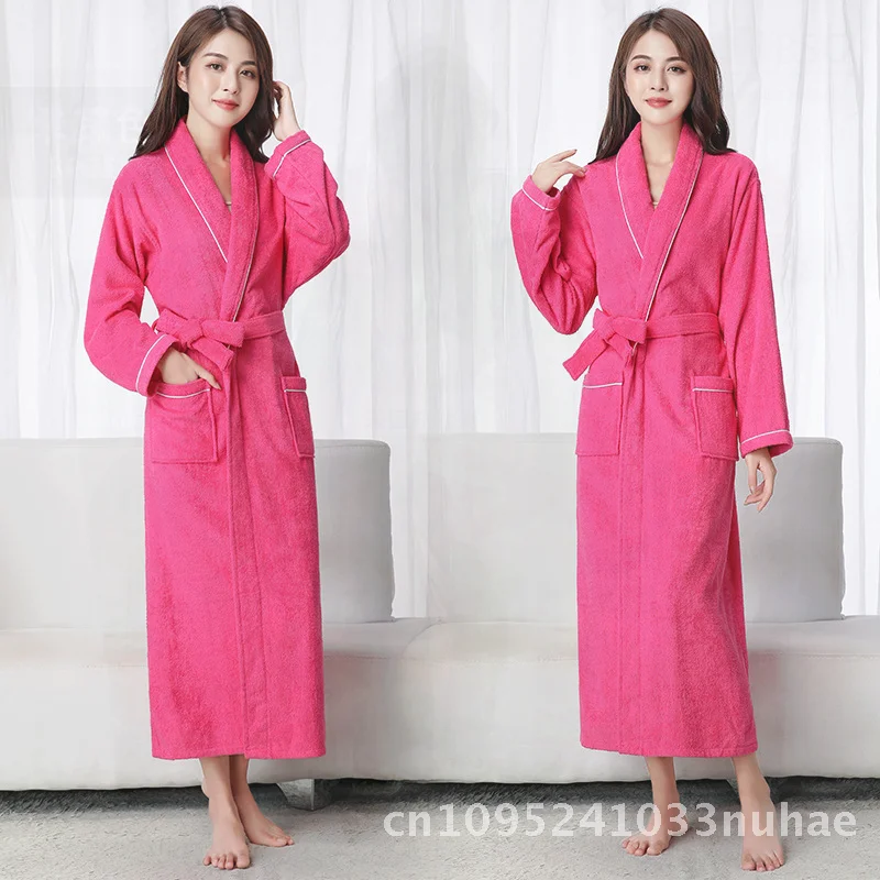 

Couples Cotton Terry Towel Bathrobe Unisex Absorbent Nightgown for Men And Women Winter Warm Hotel Quality Bathrobe in Multiple