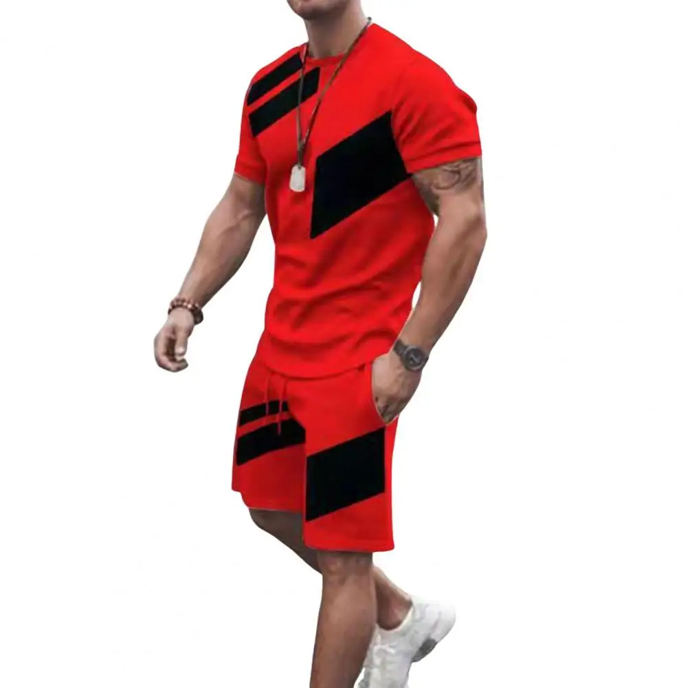 

Men's T Shirt Shorts 2 Piece Outfit Outdoor Run Fitness Sports Sets Summer Casual Short Sleeve Top Tee Fashion Unisex Tracksuits