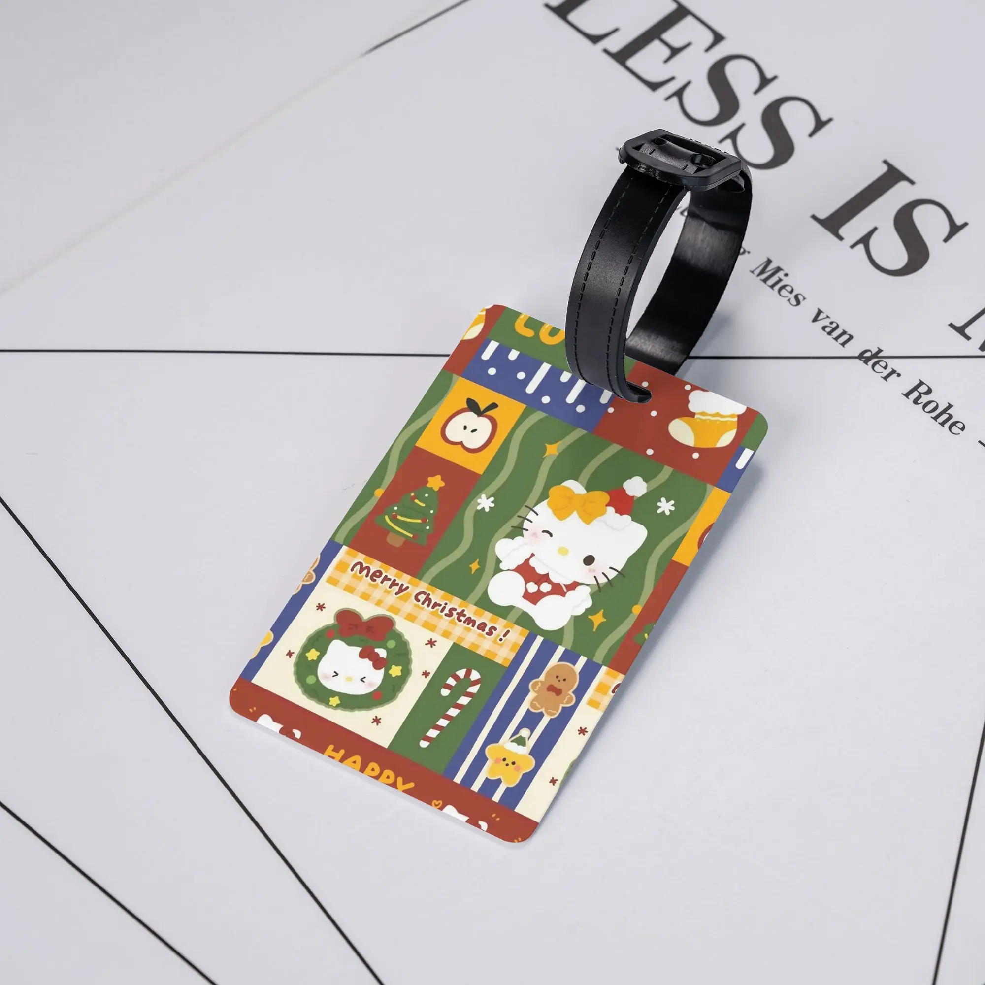 

Merry Christmas Hello Kitty Luggage Tag Travel Accessories PVC Label Holder Baggage Tag ID Address Aircraft Luggage Tag Gifts