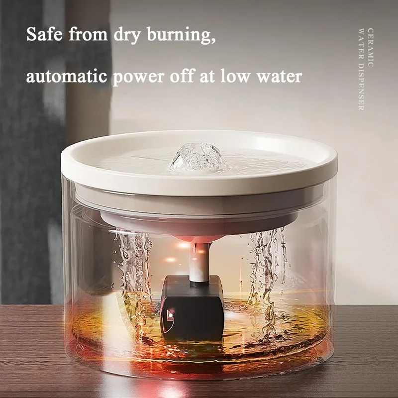 Ceramic Cat Water Fountain 33.82oz/1L Automatic Super Silent Pet Drinking Dispenser with 1 Filters Dog Water Bowl Dispenser