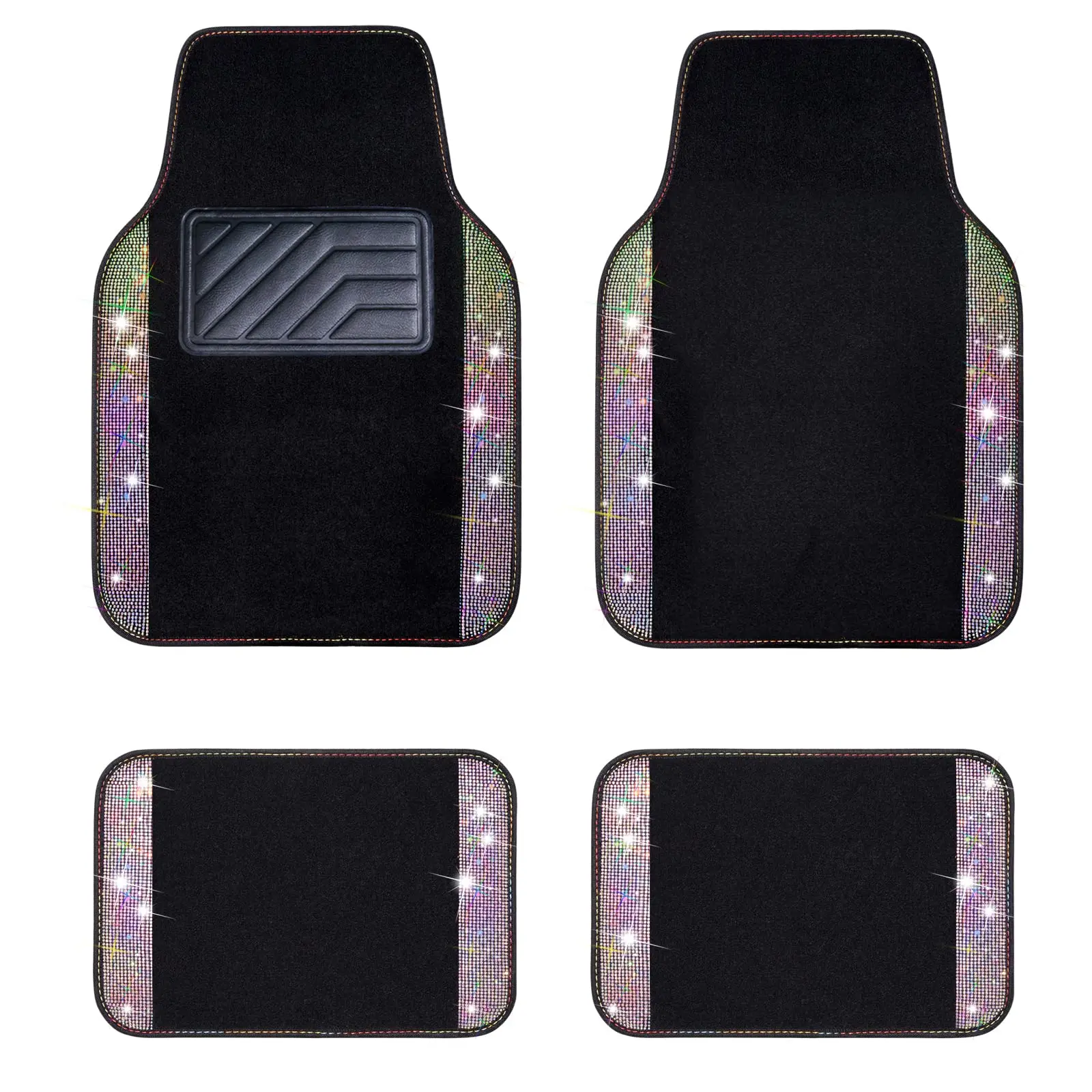 

Car Floor Mats Carpet Bling Crystal Diamond Sparkly Anti-Slip PVC Pad Pink Car Mats Universal For SUV Sedan Van 4pcs Girls Women