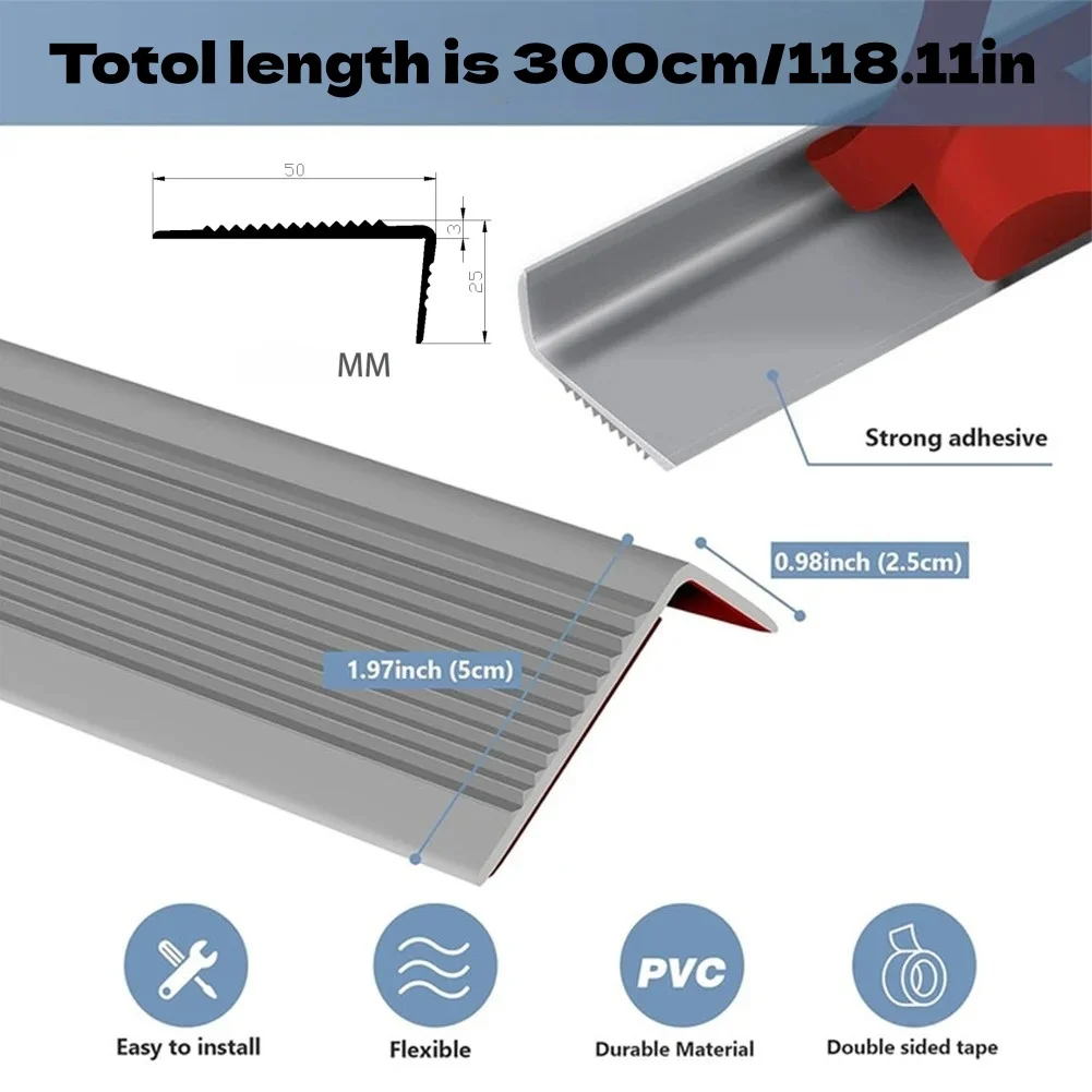 1pc 3meters/118.1in Durable Anti-Slip Tape Traction Strip for Stairs and Steps, Suitable for Indoor and Outdoor Use