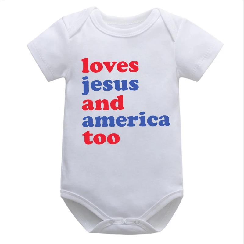 Loves Jesus and America Too 4th of July Shirt Kids Girls 4th of July Shirt Baby Girl Baby Girl Outfit Summer Newborn Clothes M